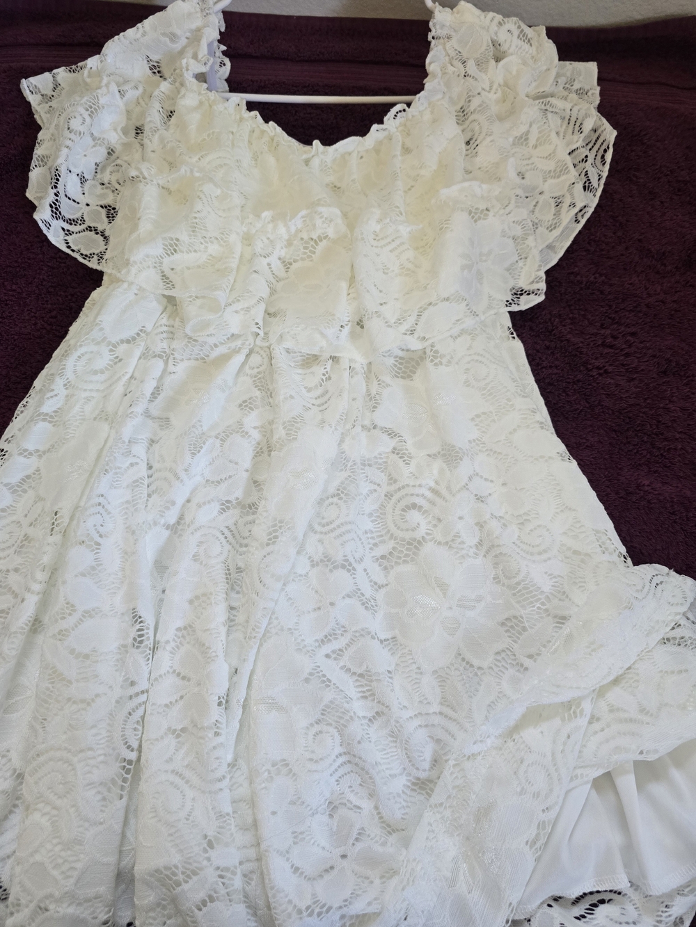 White Lace Ruffle Dress